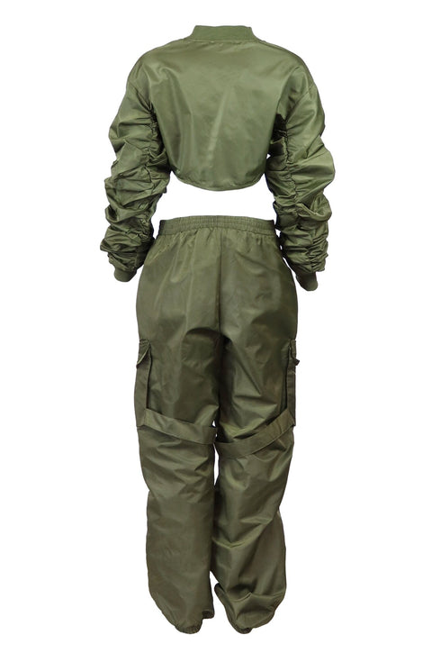 Elora Nylon Bomber Jacket & Jogger SET